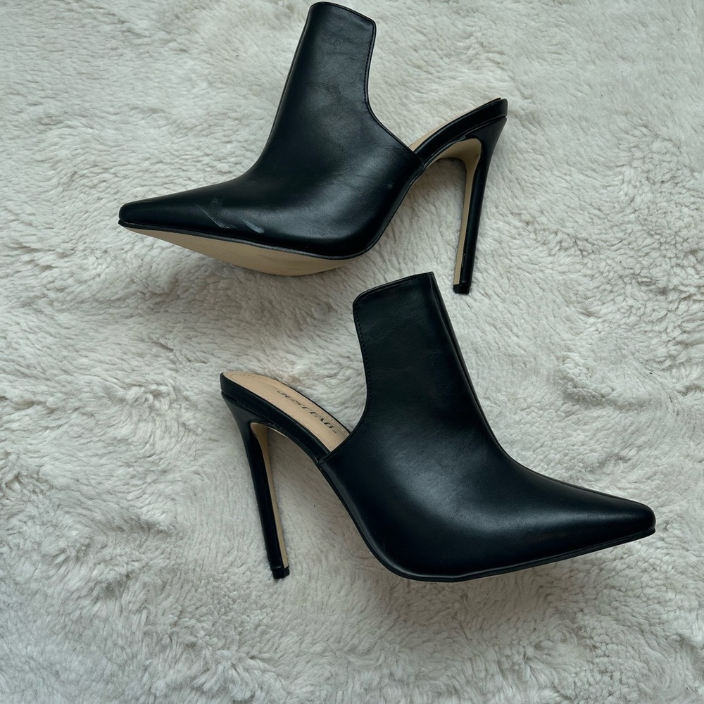 JustFab Black Stiletto Mules